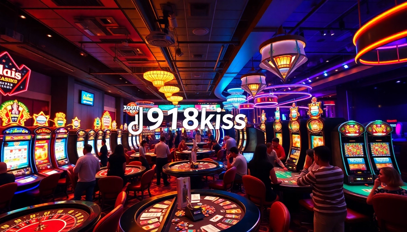 Players engaged in exciting games at a casino, featuring the 918kiss online gambling app interface prominently.