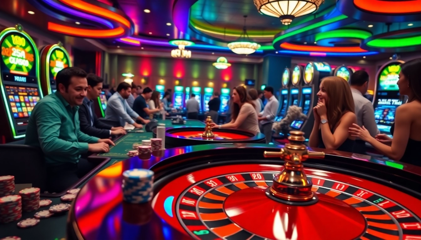 Experience the thrill of gaming at f168.run with vibrant roulette tables and excited players.