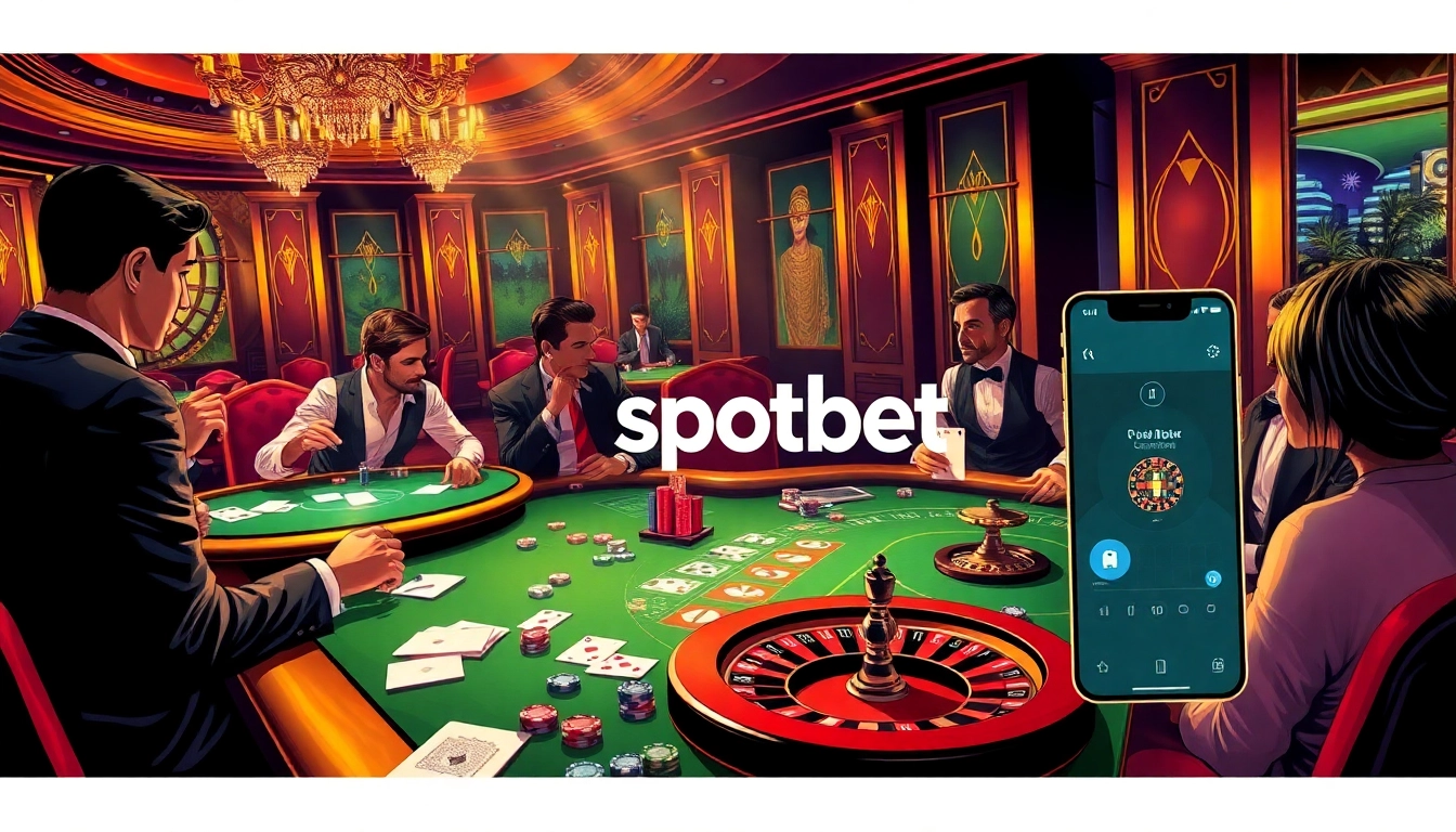 Spotbet empowers gamblers at a lively poker table, showcasing intense gameplay with vibrant chips and cards.
