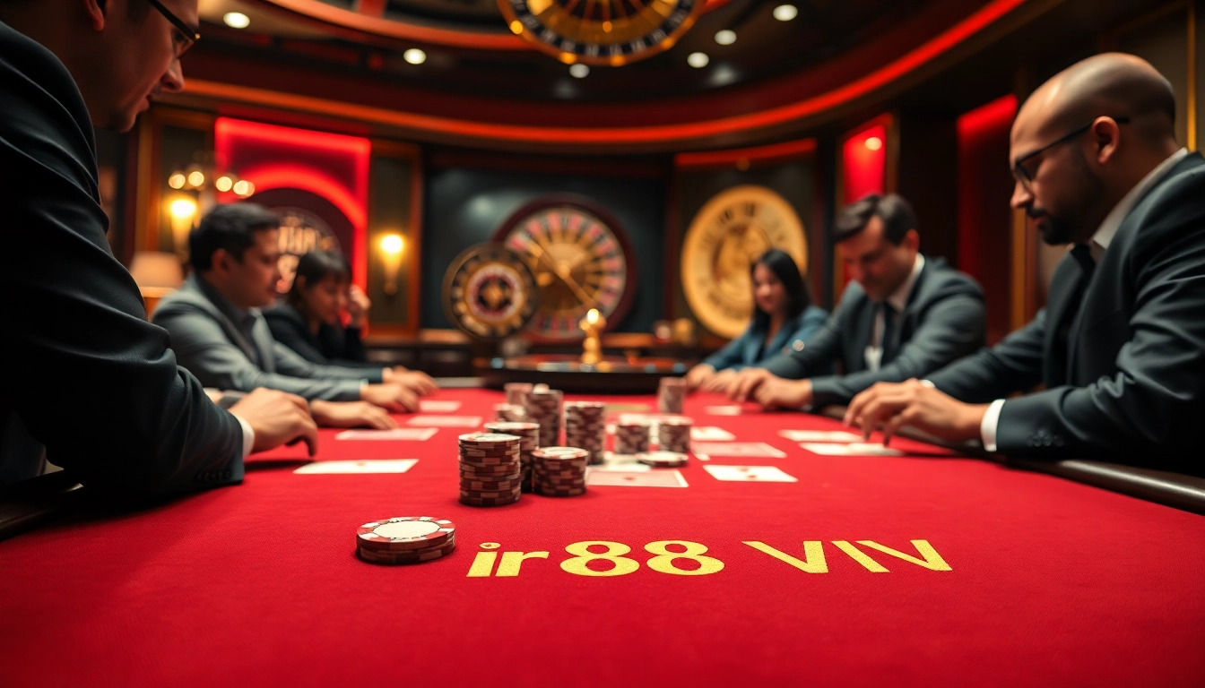 Experience the excitement at the rr88 VIP poker table, featuring professional players and mesmerizing chips.